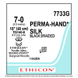 ETHICON Suture, PERMA-HAND, MICROPOINT - Spatula, TG140-8 / TG140-8, 18", Size 7-0. MFID: 7733G (USA ONLY)