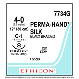 ETHICON Suture, PERMA-HAND, Taper Point, C-1, 12", Size 4-0. MFID: 7734G (USA ONLY)