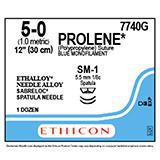 ETHICON Suture, PROLENE, SABRELOC - Spatula, SM-1 / SM-1, 12", Size 5-0. MFID: 7740G (USA ONLY)