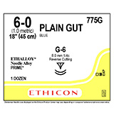 ETHICON Suture, Surgical Gut - Plain, MICROPOINT-Reverse Cutting, G-6 / G-6, 18", Size 6-0. MFID: 775G (USA ONLY)