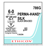 ETHICON Suture, PERMA-HAND, MICROPOINT-Reverse Cutting, G-1, 18", Size 6-0. MFID: 786G (USA ONLY)