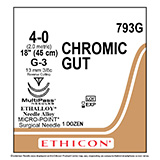 ETHICON Suture, Surgical Gut- Chromic, MICROPOINT-Reverse Cutting, G-3 / G-3, 18", Size 4-0. MFID: 793G (USA ONLY)