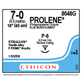 ETHICON Suture, PROLENE, Precision Point - Reverse Cutting, P-6, 18", Size 7-0. MFID: 8648G (USA ONLY)
