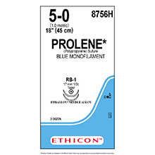 ETHICON Suture, PROLENE, Taper Point, RB-1 / RB-1, 18", Size 5-0. MFID: 8756H
