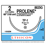 ETHICON Suture, PROLENE, Taper Point, TP-1, 60", Size 2. MFID: 8825G