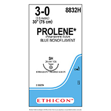ETHICON Suture, PROLENE, Taper Point, SH, 30", Size 3-0. MFID: 8832H