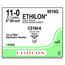 ETHICON Suture, ETHILON, ULTIMA - Spatula, CS160-6 / CS160-6, 6", Size 11-0. MFID: 9016G