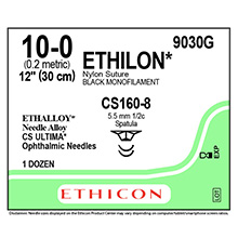 ETHICON Suture, ETHILON, ULTIMA - Spatula, CS160-8 / CS160-8, 12", Size 10-0. MFID: 9030G