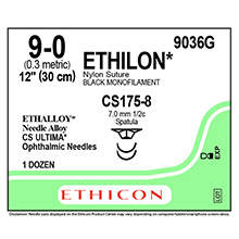 ETHICON Suture, ETHILON, ULTIMA - Spatula, CS175-8 / CS175-8, 12", Size 9-0. MFID: 9036G
