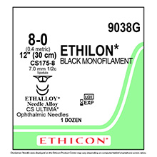 ETHICON Suture, ETHILON, ULTIMA - Spatula, CS175-8 / CS175-8, 12", Size 8-0. MFID: 9038G