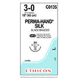 ETHICON Suture, PERMA-HAND, Taper Point, SH, 5-18", Size 3-0, 2 dozens. MFID: C0135 (USA ONLY)
