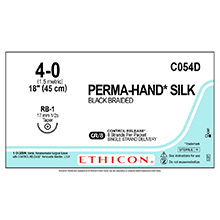 ETHICON Suture, PERMA-HAND, Taper Point, RB-1, 8-18", Size 4-0. MFID: C054D