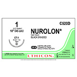 ETHICON Suture, NUROLON, Taper Point, CT-1, 8-18", Size 1. MFID: C520D (USA ONLY)