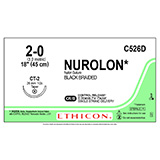 ETHICON Suture, NUROLON, Taper Point, CT-2, 8-18", Size 2-0. MFID: C526D (USA ONLY)