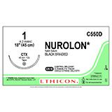 ETHICON Suture, NUROLON, Taper Point, CTX, 8-18", Size 1. MFID: C550D (USA ONLY)