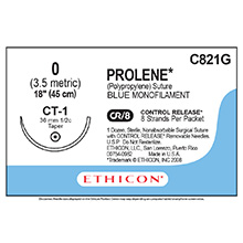 ETHICON Suture, PROLENE, Taper Point, CT-1, 8-18", Size 0. MFID: C821G