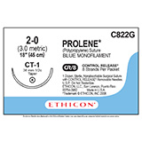 ETHICON Suture, PROLENE, Taper Point, CT-1, 8-18", Size 2-0. MFID: C822G (USA ONLY)