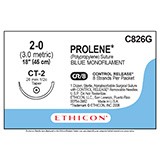 ETHICON Suture, PROLENE, Taper Point, CT-2, 8-18", Size 2-0. MFID: C826G (USA ONLY)