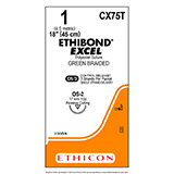 ETHICON Suture, ETHIBOND EXCEL, Reverse Cutting, OS-2, 3-18", Size 1, 2 dozens. MFID: CX75T (USA ONLY)