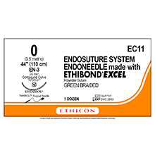 ETHICON Suture, ETHIBOND EXCEL (D-SPECIAL), Size 0, 44" (110cm), GREEN, Non-Absorbable, Needle EN-3, 24mm, Taper Point, 1/2 Circle, 1 dz/bx. MFID: EC11
