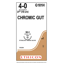 ETHICON Suture, Surgical Gut - Chromic, Taper Point, SH-1, 27", Size 4-0. MFID: G181H