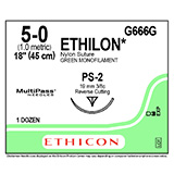 ETHICON Suture, ETHILON, Precision Point - Reverse Cutting, PS-2, 18", Size 5-0. MFID: G666G (USA ONLY)