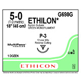 ETHICON Suture, ETHILON, Precision Point - Reverse Cutting, P-3, 18", Size 5-0. MFID: G698G (USA ONLY)