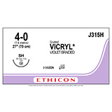 ETHICON Suture, Coated VICRYL, Taper Point, SH, 27", Size 4-0. MFID: J315H (USA ONLY)