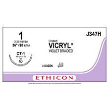 ETHICON Suture, Coated VICRYL, Taper Point, CT-1, 36", Size 1. MFID: J347H