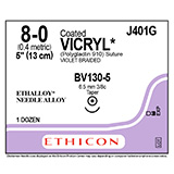 ETHICON Suture, Coated VICRYL, Taper Point, BV130-5, 5", Size 8-0. MFID: J401G (USA ONLY)