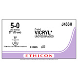 ETHICON Suture, Coated VICRYL, Taper Point, TF, 27", Size 5-0. MFID: J433H (USA ONLY)