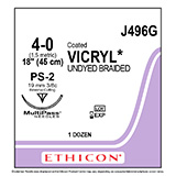 ETHICON Suture, Coated VICRYL, Precision Point - Reverse Cutting, PS-2, 18", Size 4-0. MFID: J496G (USA ONLY)