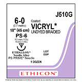 ETHICON Suture, Coated VICRYL, Precision Point - Reverse Cutting, PS-6, 18", Size 6-0. MFID: J510G (USA ONLY)