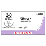 ETHICON Suture, Coated VICRYL, TAPERCUT, V-34, 36", Size 2-0. MFID: J517H (USA ONLY)