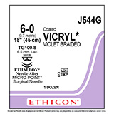 ETHICON Suture, Coated VICRYL, MICROPOINT - Spatula, TG100-8 / TG100-8, 18", Size 6-0. MFID: J544G (USA ONLY)