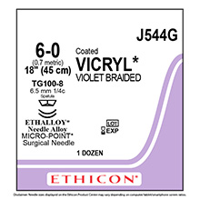 ETHICON Suture, Coated VICRYL, MICROPOINT - Spatula, TG100-8 / TG100-8, 18", Size 6-0. MFID: J544G