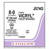 ETHICON Suture, Coated VICRYL, MICROPOINT - Spatula, TG160-8 / TG160-8, 18", Size 8-0. MFID: J574G (USA ONLY)