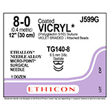 ETHICON Suture, Coated VICRYL, MICROPOINT - Spatula, TG140-8 / TG140-8, 12", Size 8-0. MFID: J599G (USA ONLY) ** SALE SALE SALE - LIMITED TIME**
