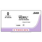 ETHICON Suture, Coated VICRYL, Standard & Short Length Sutures, 3-18", Size 0. MFID: J646H (USA ONLY)