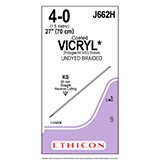 ETHICON Suture, Coated VICRYL, Straight Cutting Needles, KS, 27", Size 4-0. MFID: J662H (USA ONLY)