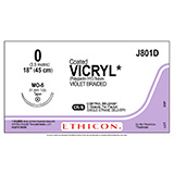 ETHICON Suture, Coated VICRYL, Taper Point, MO-5, 8-18", Size 0. MFID: J801D (USA ONLY)