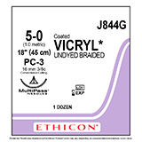 ETHICON Suture, Coated VICRYL, Precision Cosmetic- Conventional Cutting PRIME, PC-3, 18", Size 5-0. MFID: J844G (USA ONLY)