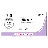 ETHICON Suture, Coated VICRYL, TAPERCUT, V-34, 36", Size 2-0. MFID: J917H (USA ONLY)