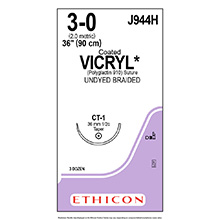 ETHICON Suture, Coated VICRYL, Taper Point, CT-1, 36", Size 3-0. MFID: J944H