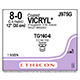 ETHICON VICRYL (POLYGLACTIN 910) Suture, Micropoint Spatula, Size 8-0, 12", Violet Braided, Needle TG160-6 TG160-6, 1/2 Circle. MFID: J975G
