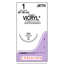 ETHICON Suture, Coated VICRYL, Taper Point, CTX, 36", Size 1. MFID: J977H