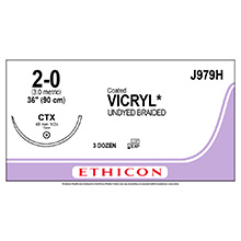 ETHICON Suture, Coated VICRYL, Taper Point, CTX, 36", Size 2-0. MFID: J979H