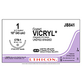ETHICON Suture, Coated VICRYL, ETHIGUARD - Blunt Point, CTB-1, 8-18", Size 1. MFID: JB841 (USA ONLY)