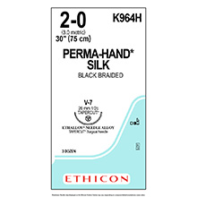 ETHICON Suture, PERMA-HAND, TAPERCUT, V-7, 30", Size 2-0. MFID: K964H