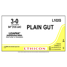 ETHICON Suture, Surgical Gut - Plain, LIGAPAK Dispensing Reel, 54", Size 3-0. MFID: L102G